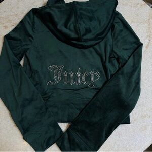 Juicy Couture Bling Pine Velour Rhinestone Tracksuit Jacket Size Small